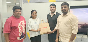 upGrad Kasturi Nagar office - student and parents with the counselling team after their study abroad session